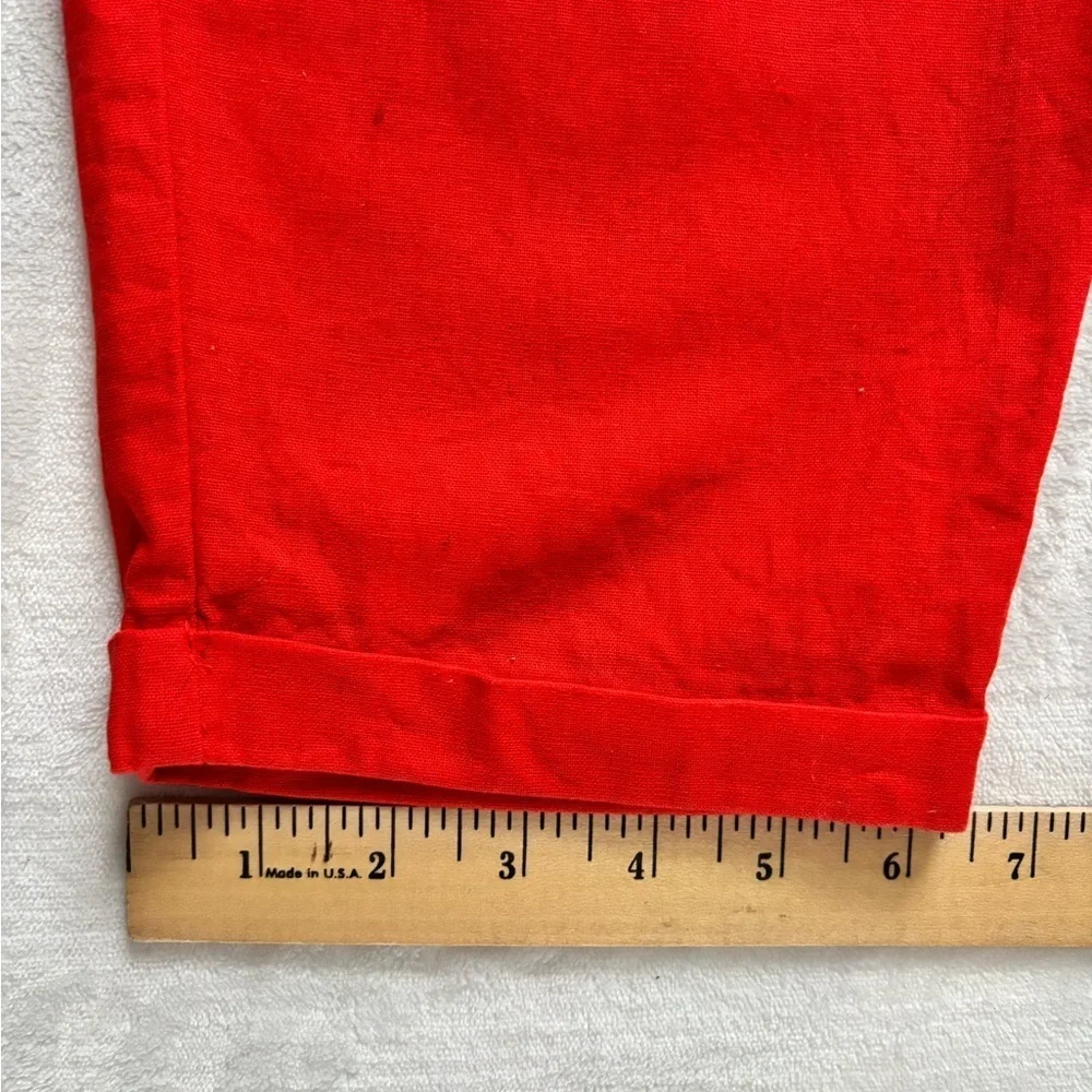J.Crew Pants Orange Straight Leg Elastic Waist Drawstring Linen Size 6